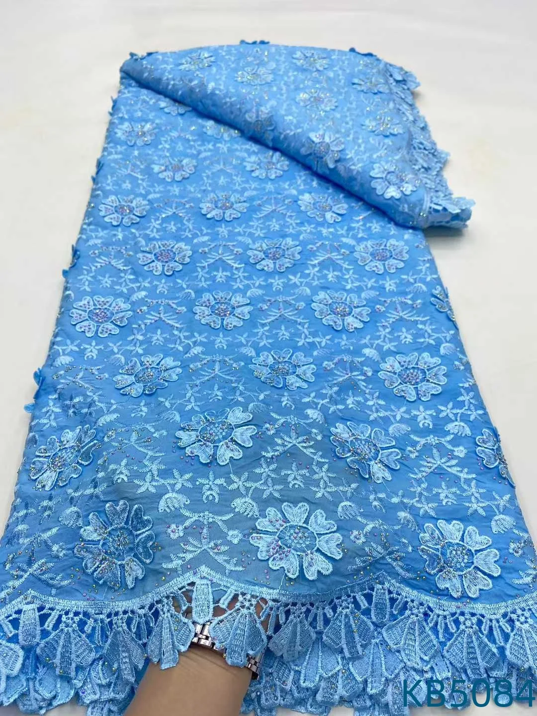 أحدث أقمشة الدانتيل النيجيري 2025 الأفريقي الأبيض الجوف الشيفون دبي التطريز النسيج تسلسل الفرنسية شبكة للخياطة KB5084