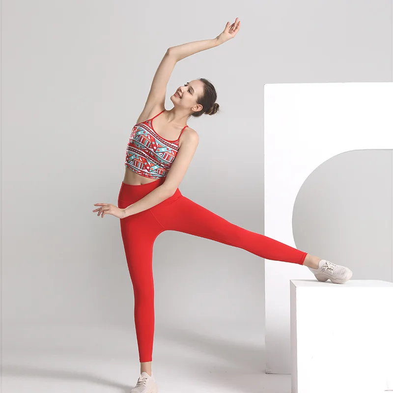 Cocolouts 2025 New Maya civilization Mandala printed yoga suit set for women with chest cushion top  fitness 2pcs yoga sets