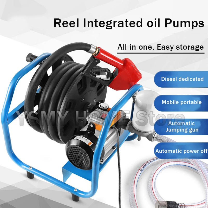 Electric oil pumps 12/220V Mobile portable Fuel Transfer Pump Car refuelling equipment All-in-one Reel Pump refuel nozzles Kits