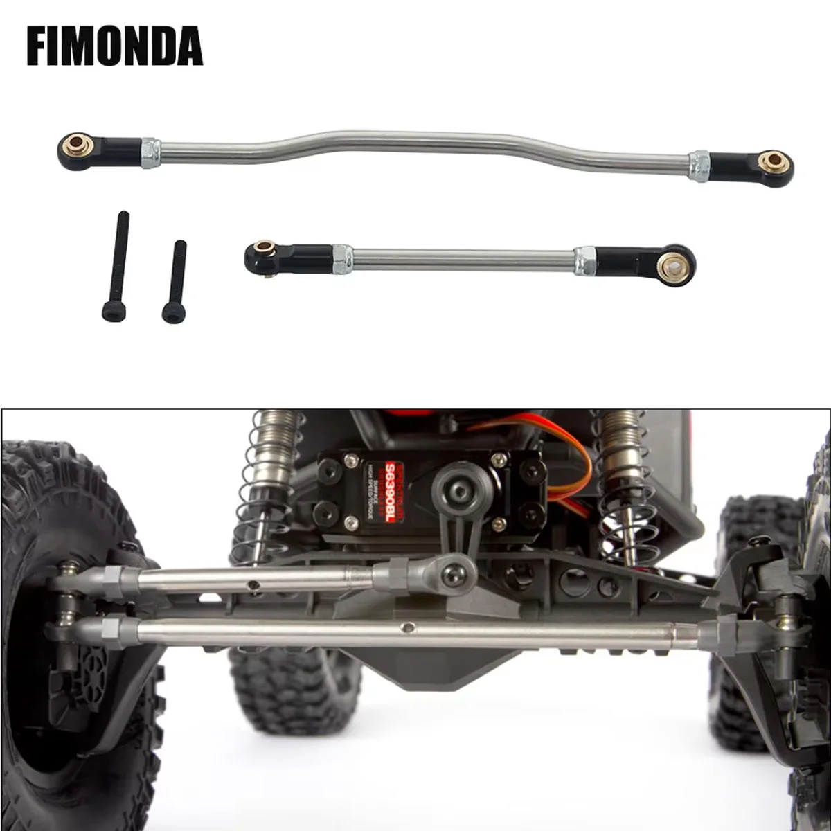2Pcs Metal Adjustable Steering Linkage Servo Link Pull Rod for 1/10 RC Crawler Car Axial Capra 1.9 Unlimited Trail Buggy RTR