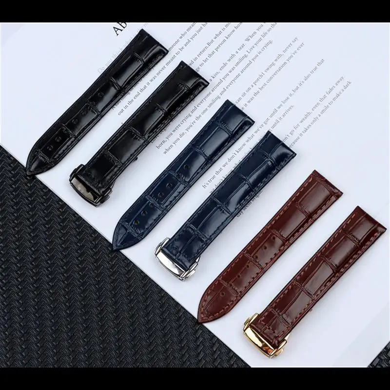 Calfskin Genuine Bamboo Grain Leather Watch Band For Omega Strap Watch Seamaster Speedmaster 300 DeVille Watchband Bracelet Logo