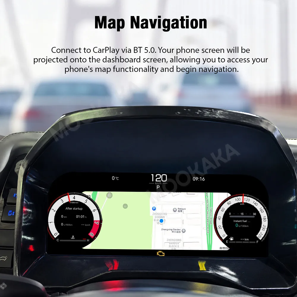 Aftermarket Digital Dashboard For Toyota Hiace 2021~2025 Full LCD Digital Gauge Digital Cluster Panel Linux system Speed Meter