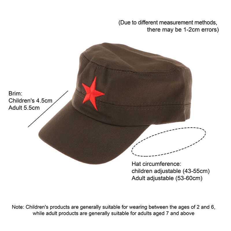 Solid Colors Men Women Army Cap Cadet Military Patrol Hat Golf Driving Red Star Pentagram Casual Hat