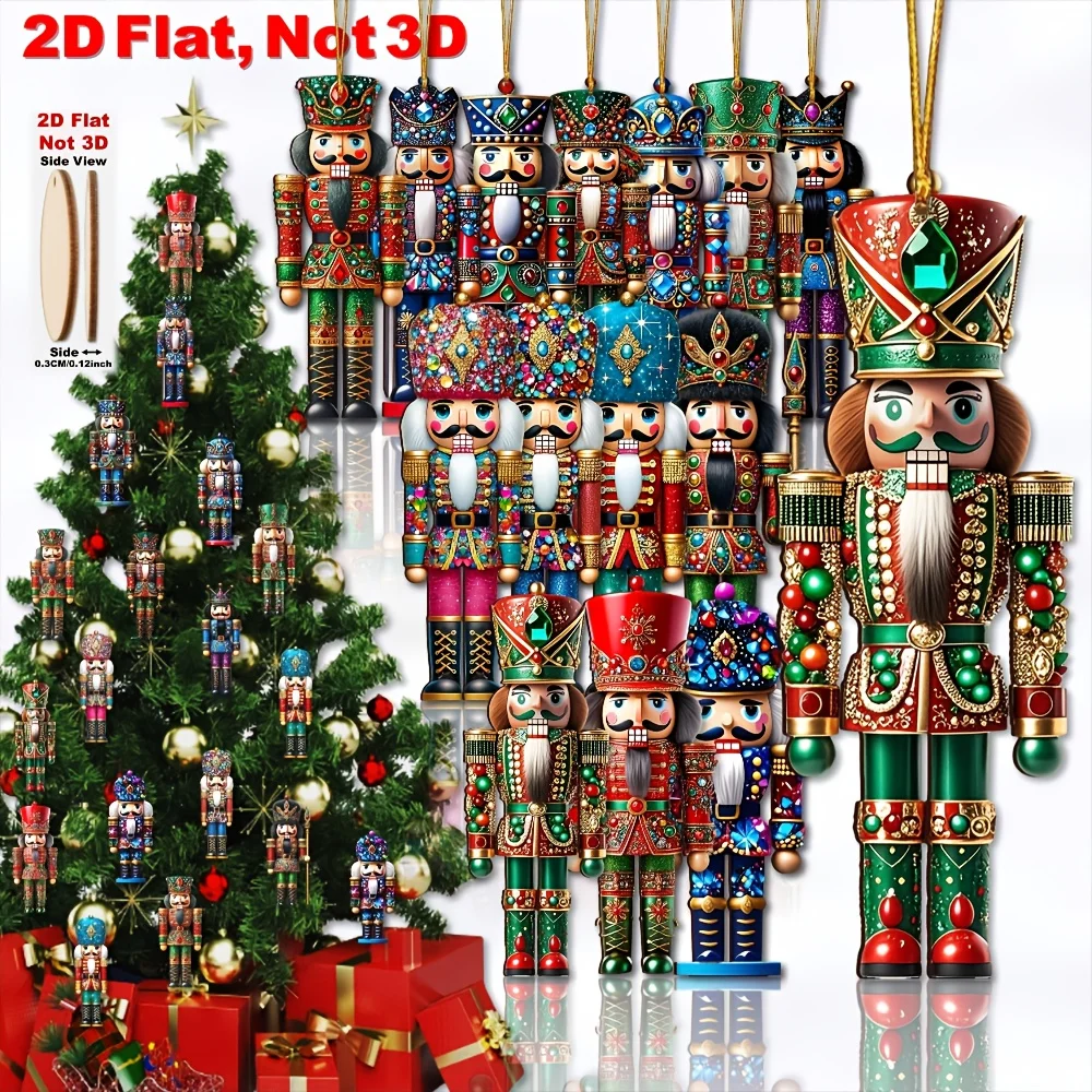 14/28 Stück Nussknacker Soldat Weihnachten Holz Hängende Dekore Holz Geschenk Weihnachten Anhänger Weihnachten Party Supplies Home Decor Weihnachten