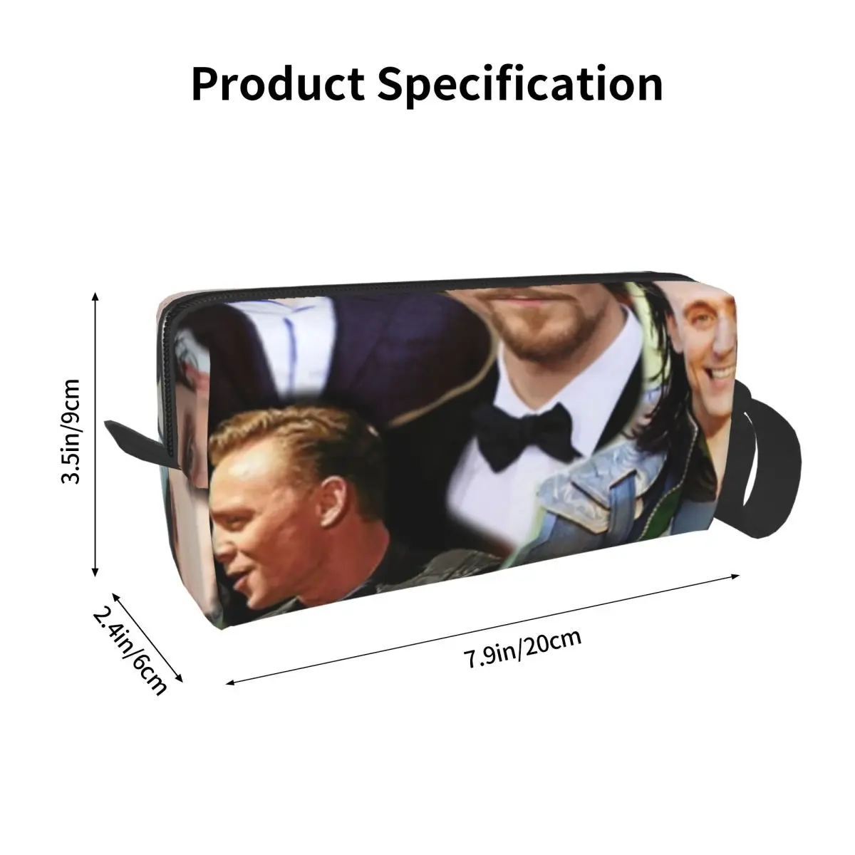 Tom Hiddleston Photo Collage Makeup Bag Cosmetic Organizer Toiletry Cosmetic Bag for Women Beauty Travel Pencil Case