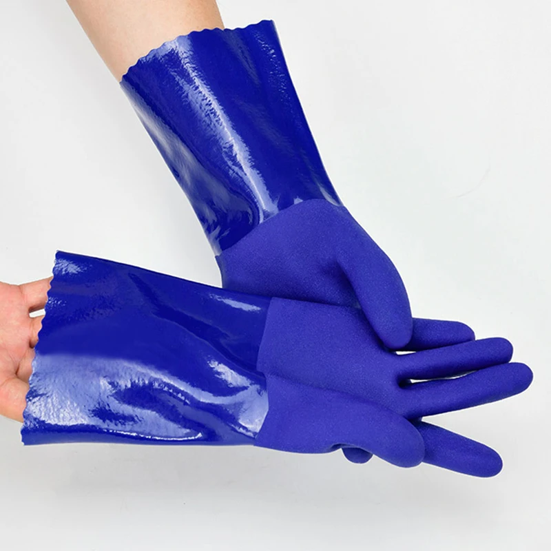 Frosted Labour Gloves Long Rubber Dipped Rubber Full Palm Labour Gloves Non-slip Wear-resistant Thickened Rubber Gloves