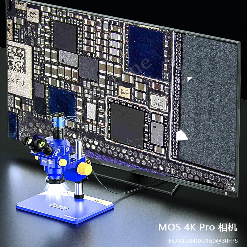 Mechanic E3-B11 7x-60x Simul-Focal Trinocular Stereo Zoom Microscope for Microscopic Inspection Picturing Video Recording