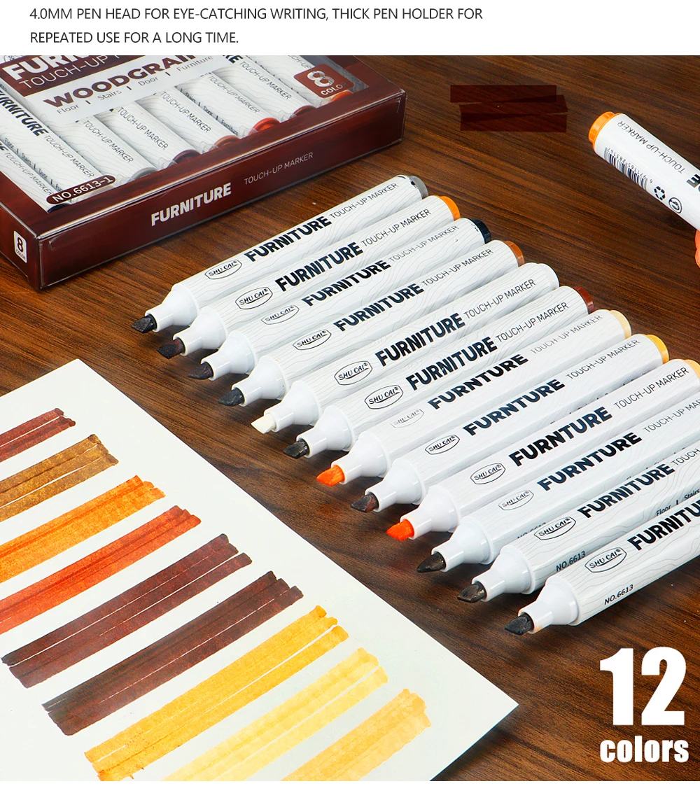 8/12 farben Möbel Ausbesserung Kit Marker Füllstoff Sticks Holz Verbund Korn Farbe Reparatur Stift Kratzer Wiederherstellung Scratch Patc – Detail 5