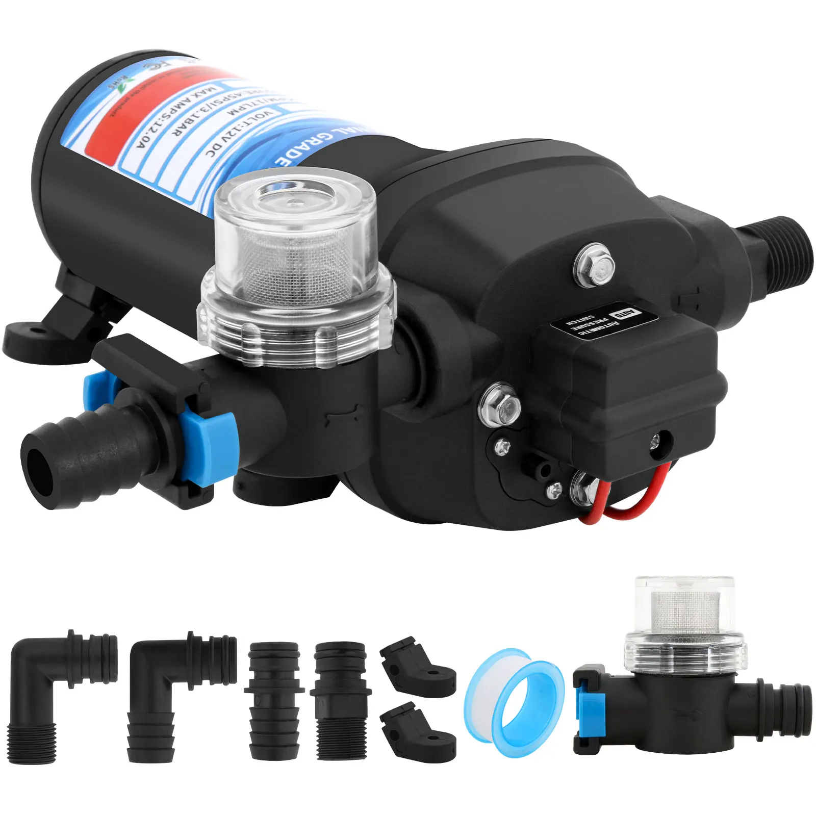 Pompe à eau 12V camping-car, diaphragme 45 PSI, auto 17 L/min, haute pression, pour jardin, caravane, bateau