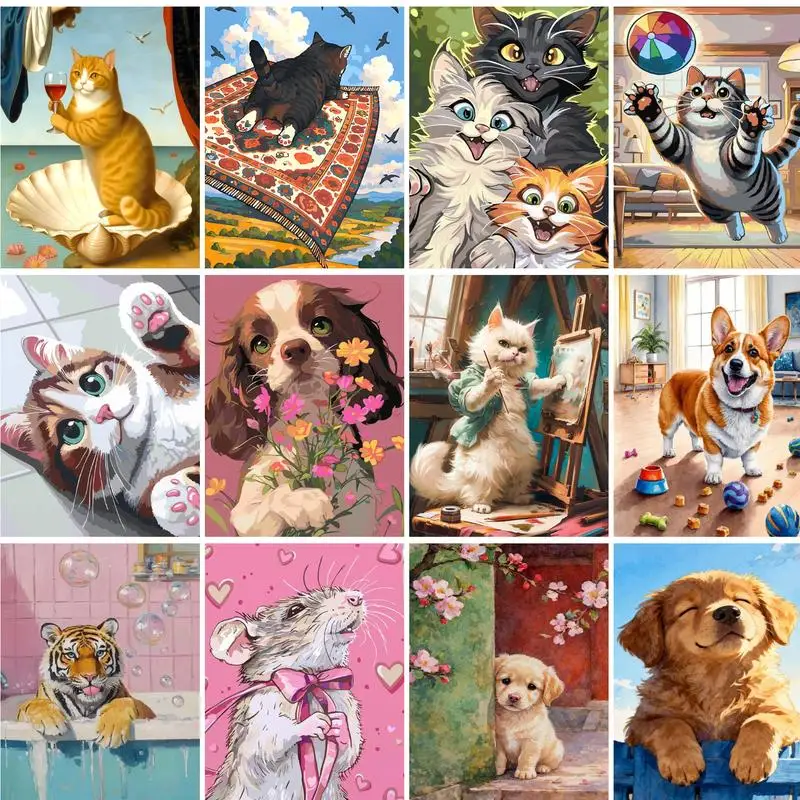

GATYZTORY Dog Painting By Numbers Unique Gift Diy Crafts Animal Canvas for Painting Kits Art Supplies Canvas Painting
