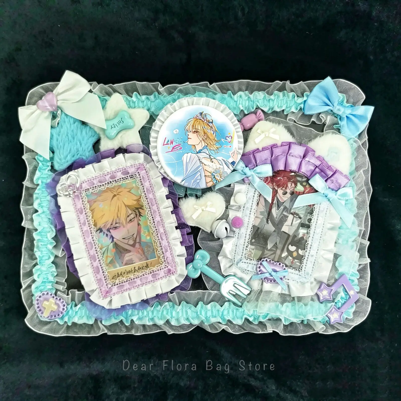 Cute Ita Bag Anime Badge Card Holder Ribbon Lace Pin Organizer Ita Bag Decorative Insert Board Accessories Badge Display Storage