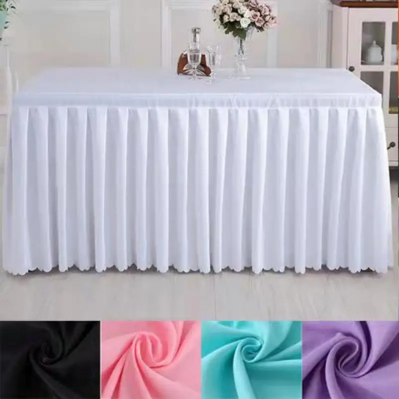 White Rectangular Polyester Fabric Tablecloth for Kitchen Dining Party Wedding Tabletop Buffet Decoration