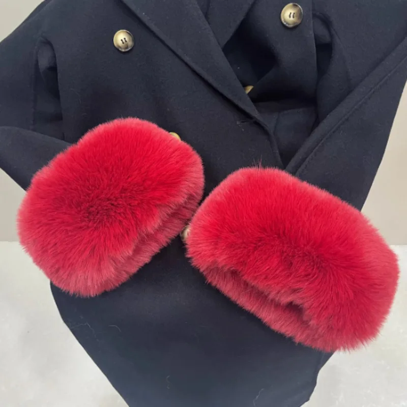 Faux Fur ข้อมือสําหรับเสื้อแจ็คเก็ตแฟชั่นแขนอุ่น Furry ข้อมือหรูหราหญิง Thicken Warm Plush สายรัดข้อมือ Windproof