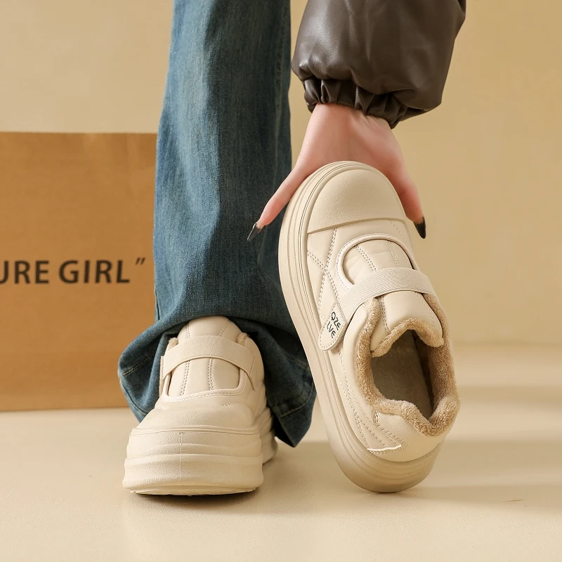 أحذية رياضية دافئة للأب، أحذية رياضية كاجوال من القطن مع بطانة من الصوف للنساء، أحذية رياضية خارجية، XQ-T2685 #5