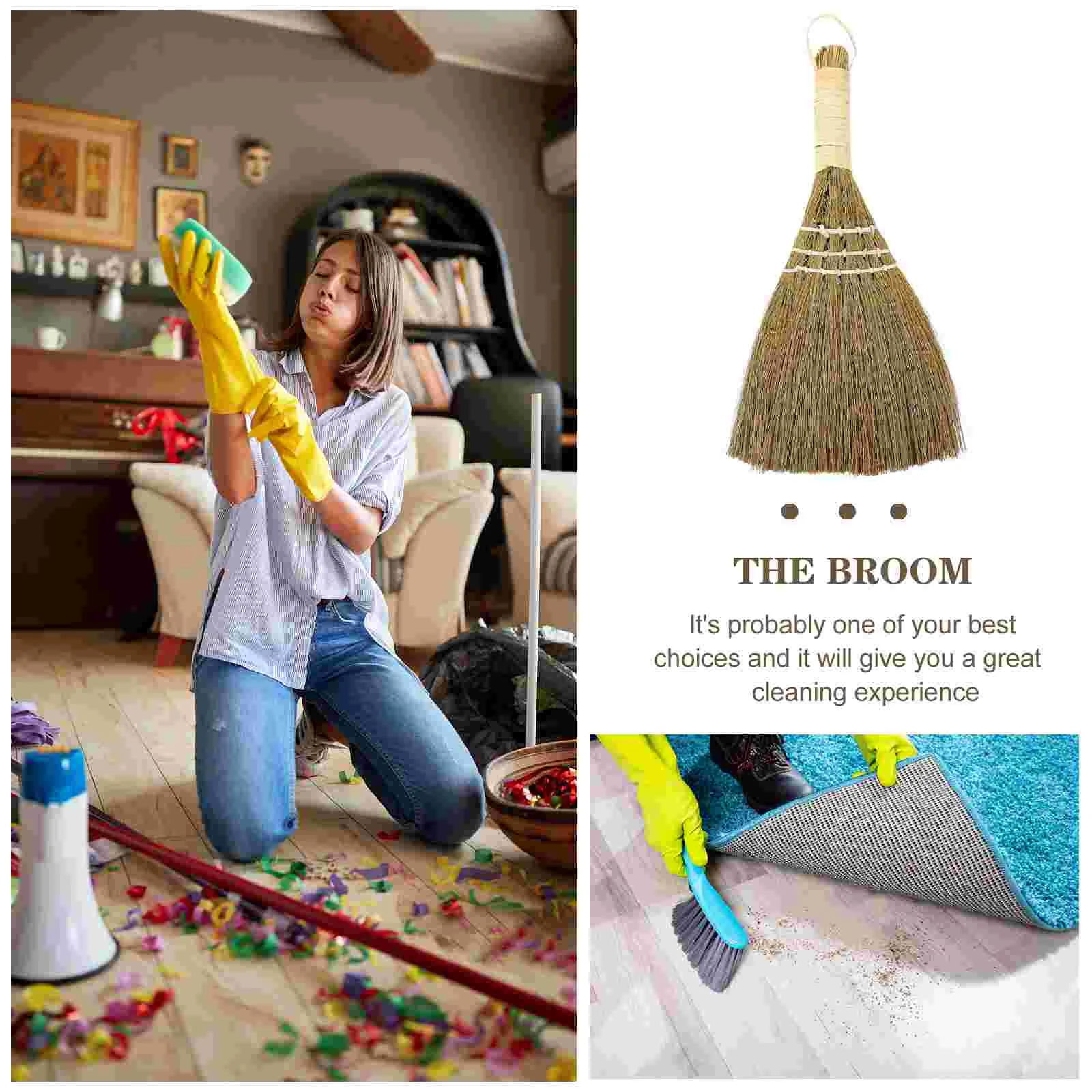 2 Pcs Outdoor Broom Kitchen Cleaning Whisk Manual Home Grass Supplies Household Small Office