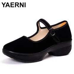 YAERNI Spring Autumn Women Fashion Platform Pumps Shoes Round Toe buckle strap High Heels Shoes ladies shoes