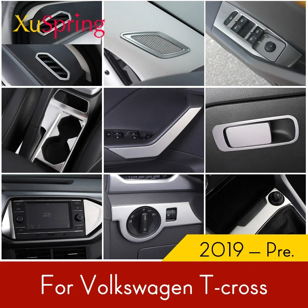 Car Interior GPS Screen Panel Side Trim Cover Stickers Garnish for VW T-cross Tcross 2019 2020 2021 2022 2023 2024 LHD