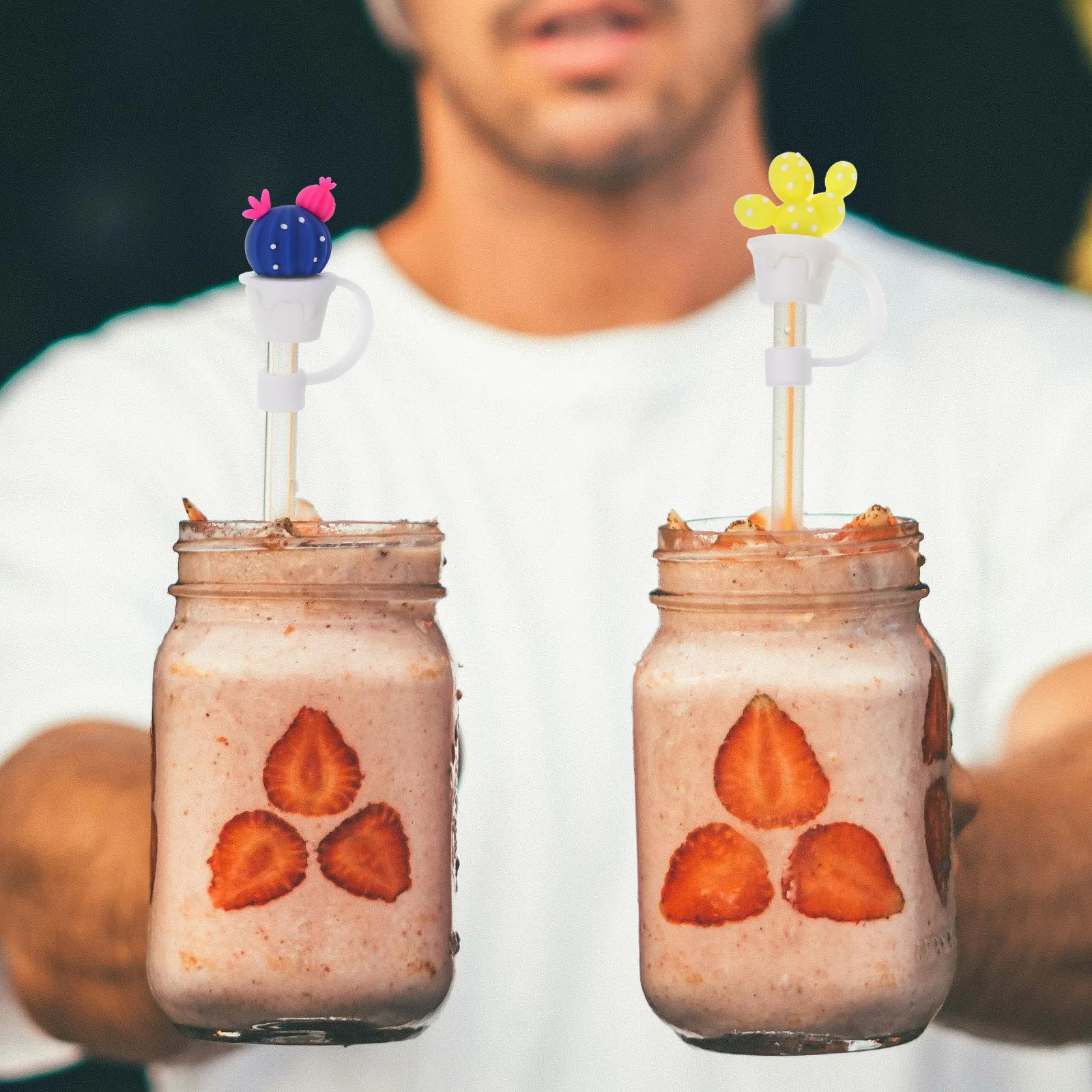 

4pcs Silicone Straw Caps Reusable Cute Cartoon Tip Covers For Outdoor Travel Party Favors Drinking Straw Protectors Kitchen Bar