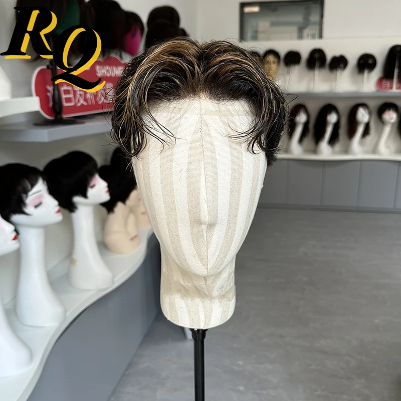 Full Lace Basement Pre Styled Mens Toupee Hair System Hairpieces Replacement Male Pre Cut Lace Base Prosthesis Hair System