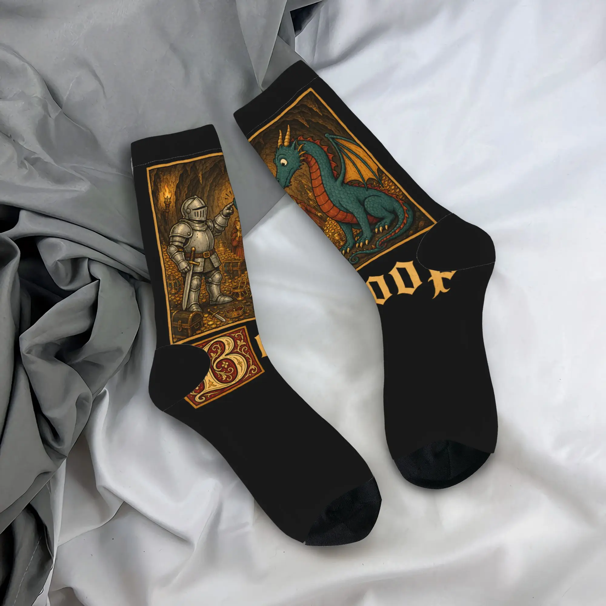 Winter Warm Casual Unisex Le Boop Medieval Knight Dragon Socks  Non-slip Sports Socks