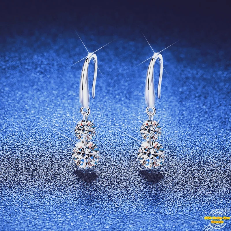 

3,0 карата Муассанит S925 Серебряные серьги-капли для женщин с платиновым покрытием, длинные серьги с кисточками, подарок для влюбленных, модные ювелирные изделия, оптовая продажа