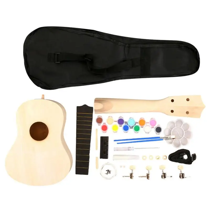 Portátil Ukulele Building Kit, faça seus próprios brinquedos, instrumentos musicais, DIY, interessante