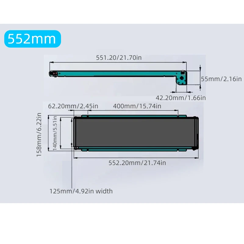 24V 552mm Stainless Steel Mini Conveyor Vending Machine Mini Conveyor Belt Track Cargo Lane Automatic Conveyor Belt