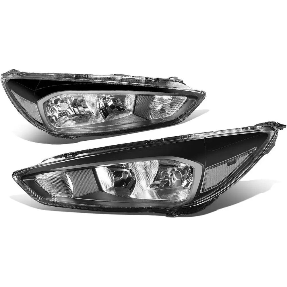 

Headlights Assembly Compatible with 2015 2016 2017 2018 Ford Focus 3rd Gen, Driver and Passenger Side Halogen Headlamps Replacem