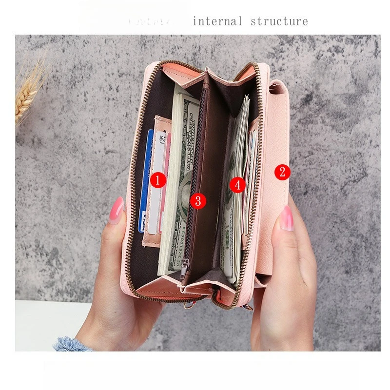 Sweet Mobile Phone Bag Women's Portable Versatile Zipper Small Messenger Bag Multi-function Large-capacity Change Card Bag