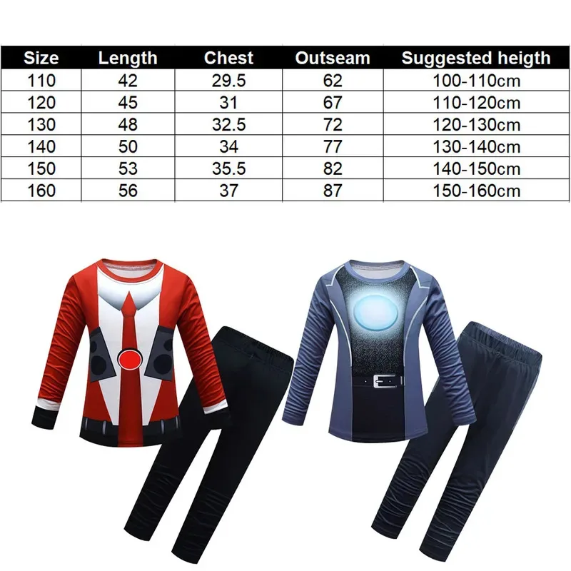 Skibidi المرحاض تأثيري مجموعة طويلة الأكمام الأولاد تيتان المتحدث الملابس تيتان مصور ملابس الاطفال فتاة هالوين هدية عيد ميلاد