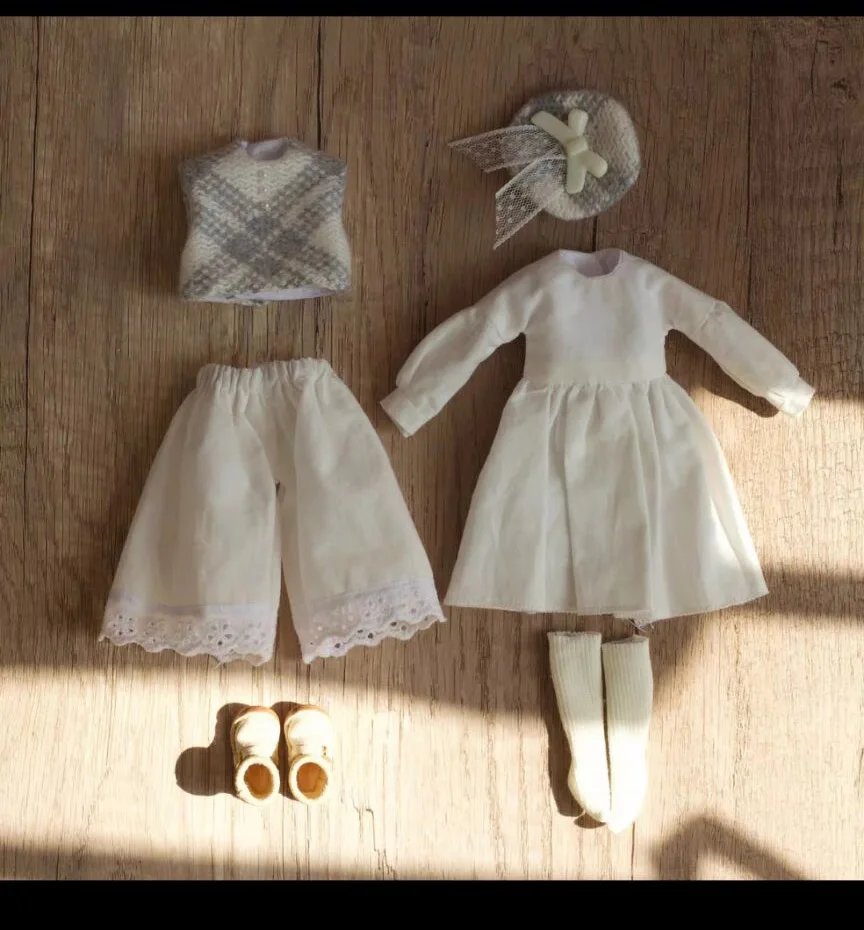 5PCS leisure style clothes blythe doll outfit Hairpin vest long sleeved dresspantssocks 1/6 Fit for Pullip,Ob22/24/26, Licca