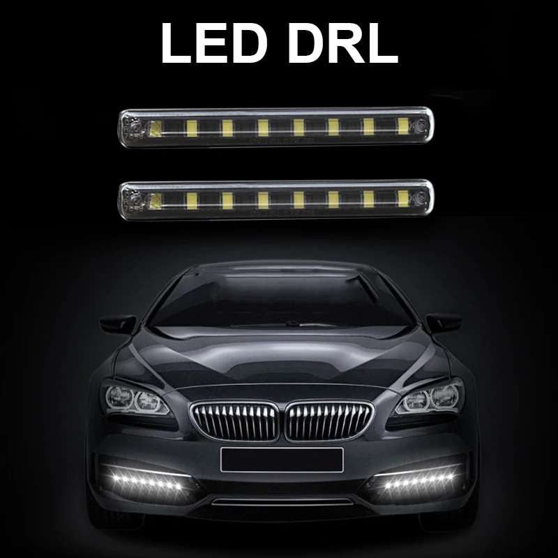 LED Daytime Running Light 2Pcs/Set COB DRL 6500K Xenon White Color with On/Off Function 100% Waterproof Car Day Driving Fog Lamp