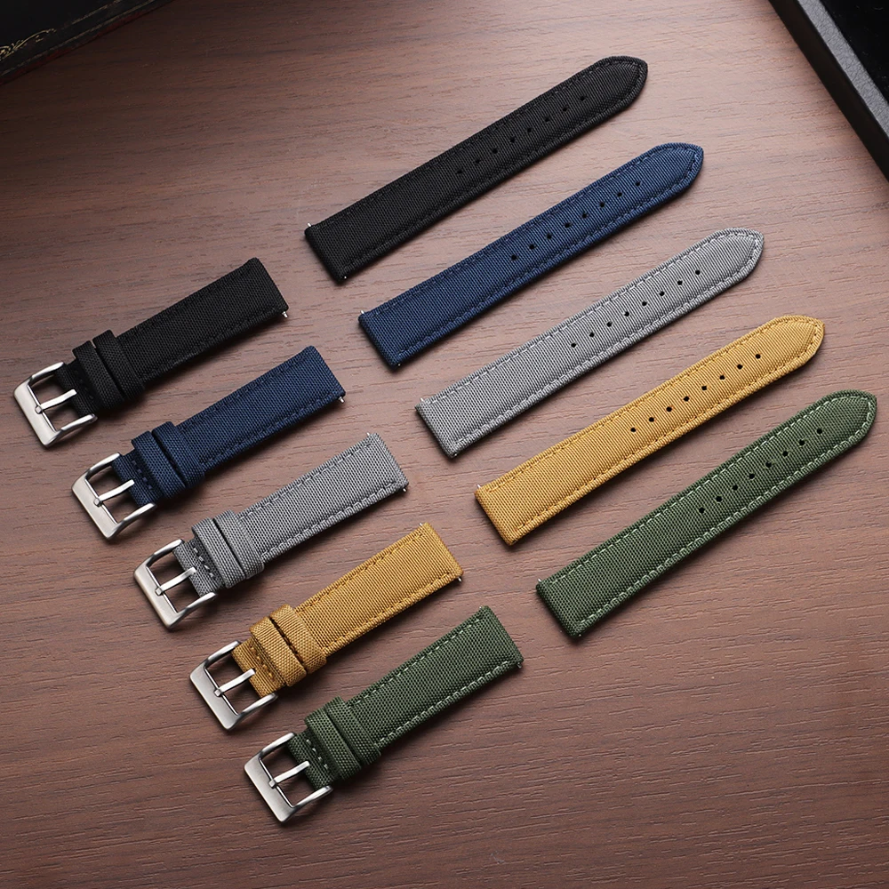 Correas de tela de vela de 20mm y 22mm para Omega, hombres y mujeres, correas de reloj impermeables de nailon de liberación rápida, pulsera deportiva para reloj inteligente Seiko