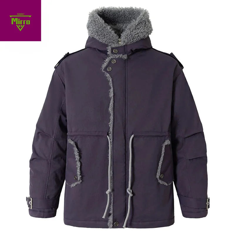 

Men Parkas Coat Winter Jackets Vintage Thicken Warm Padded Jackets Lambwool Retro Coat Streetwear Harajuku Jackets Outwear