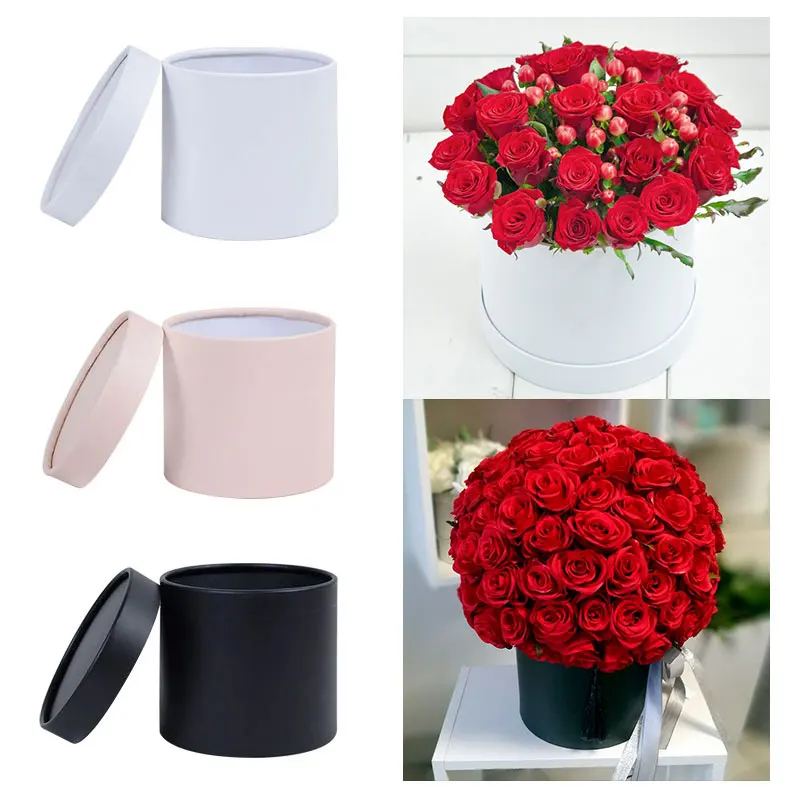 12CM Runde Pappblumenbox Valentinstag DIY Geschenkboxen Zubehör Hochzeit Party Heim Rosen Blumen Verpackung Dekoration
