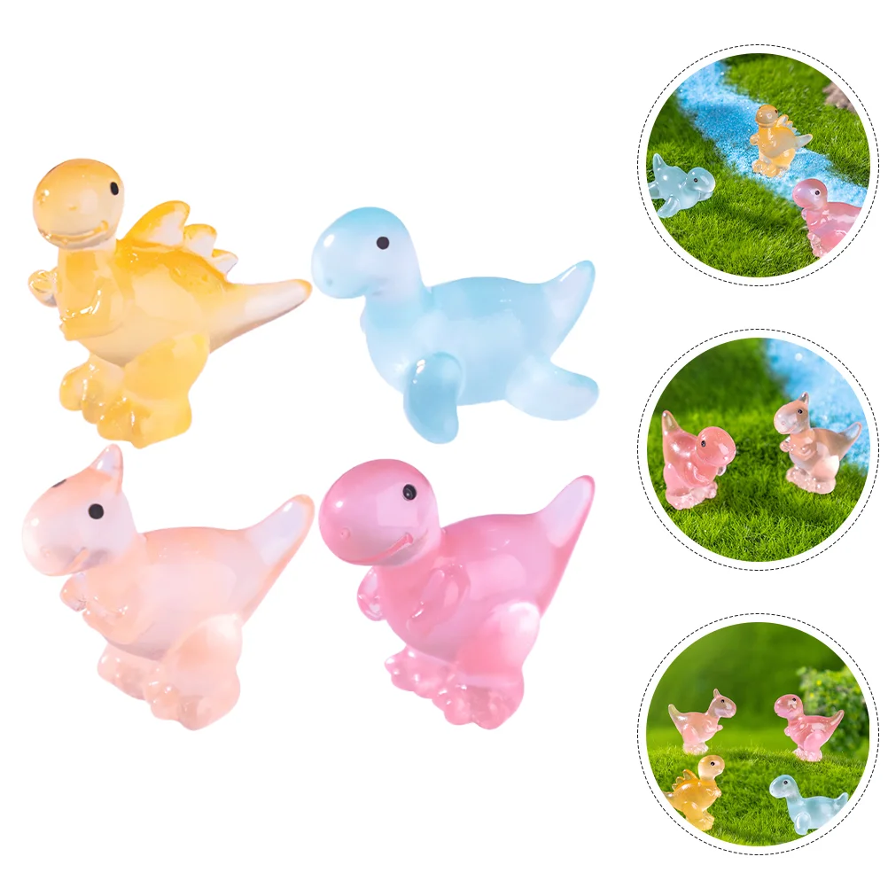 

8 Pcs Luminous Dinosaur Cake Topper Girl Resin Party Favors Figure Accessories