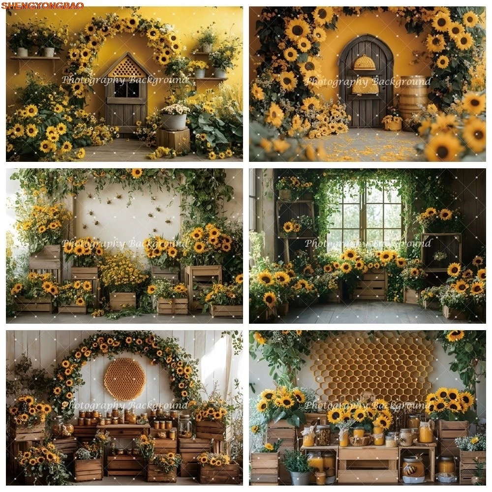 

Sunflower Birthday Party Backdrop Baby Shower Kids Portrait Art Photo Photography Background Banner Photo Studio Photobooth Prop