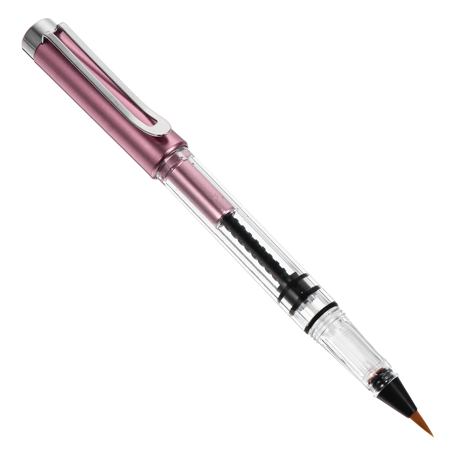 

Refillable Brush Pen SteelNib FountainPen for Watercolor Drawing Calligraphy ArtPainting Ink Storage TransparentBody NylonHair