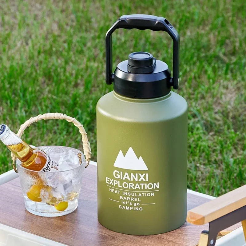 

Outdoor Thermos With Lift Hands Stainless Steel Heat Insula Thermos Bottle Large-capacity Portable Thermal Water Bottle