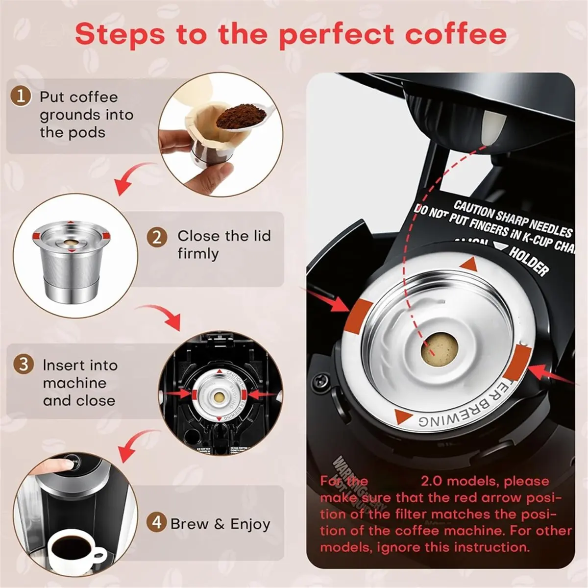 Home Tool 100 Unbleached Coffee Pod Paper Filters, for 2.0 & 1.0 Coffee Makers K Cup Filters Disposable