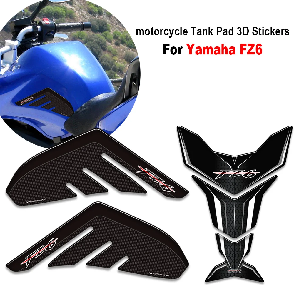 For FZ6 S FZ6N Fazer FZ6R FZ 6 Motorcycle Accessories Tank Pad Cap Grips Gas Fuel Knee Stickers Decals Protector