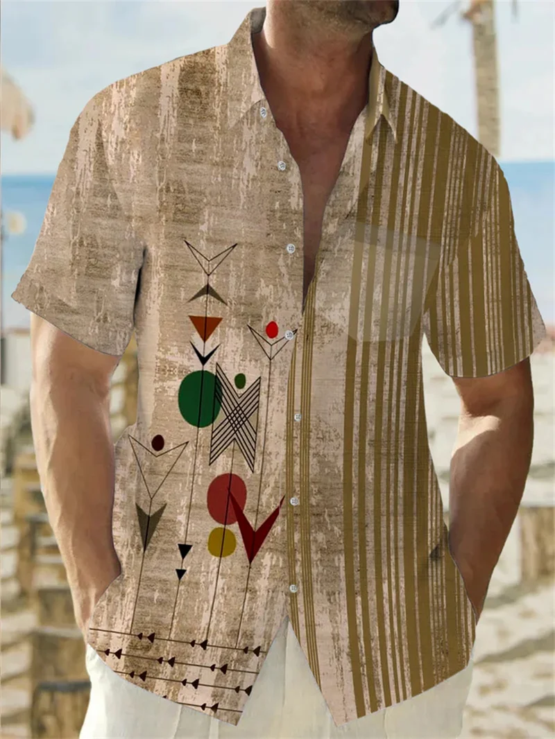 Summer Friday 3D printing classic retro sailboat quick drying breathable sports men's plus size short sleeved shirt