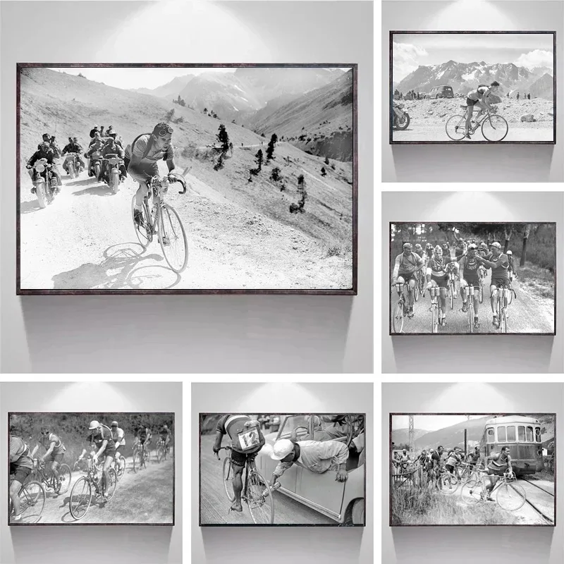 France Cycling Race Poster Black White Vintage Photography Frederico Bahomontes Canvas Painting Bike Wall Pictures Home Decor