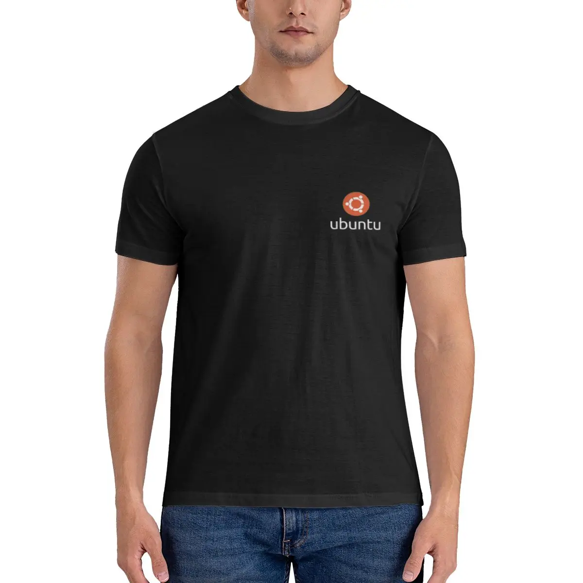 Camiseta de manga curta masculina Ubuntu 100% algodão, básica, alta qualidade