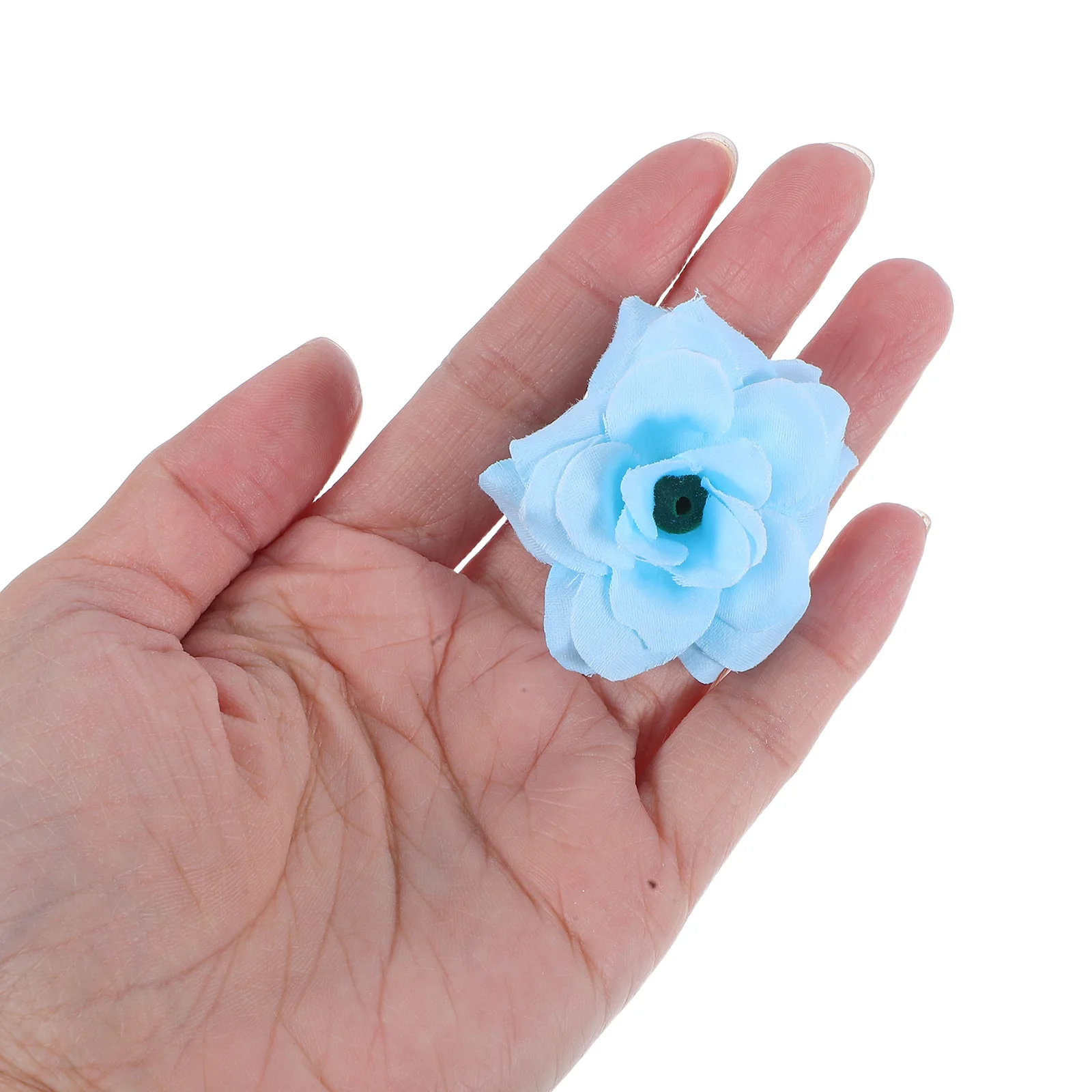 

50 Pcs Artificial Rose Flower Silk Miniature Handmade Embellishing Clips Headbands Hats Clothes Scrapbook Cards Bows Craft