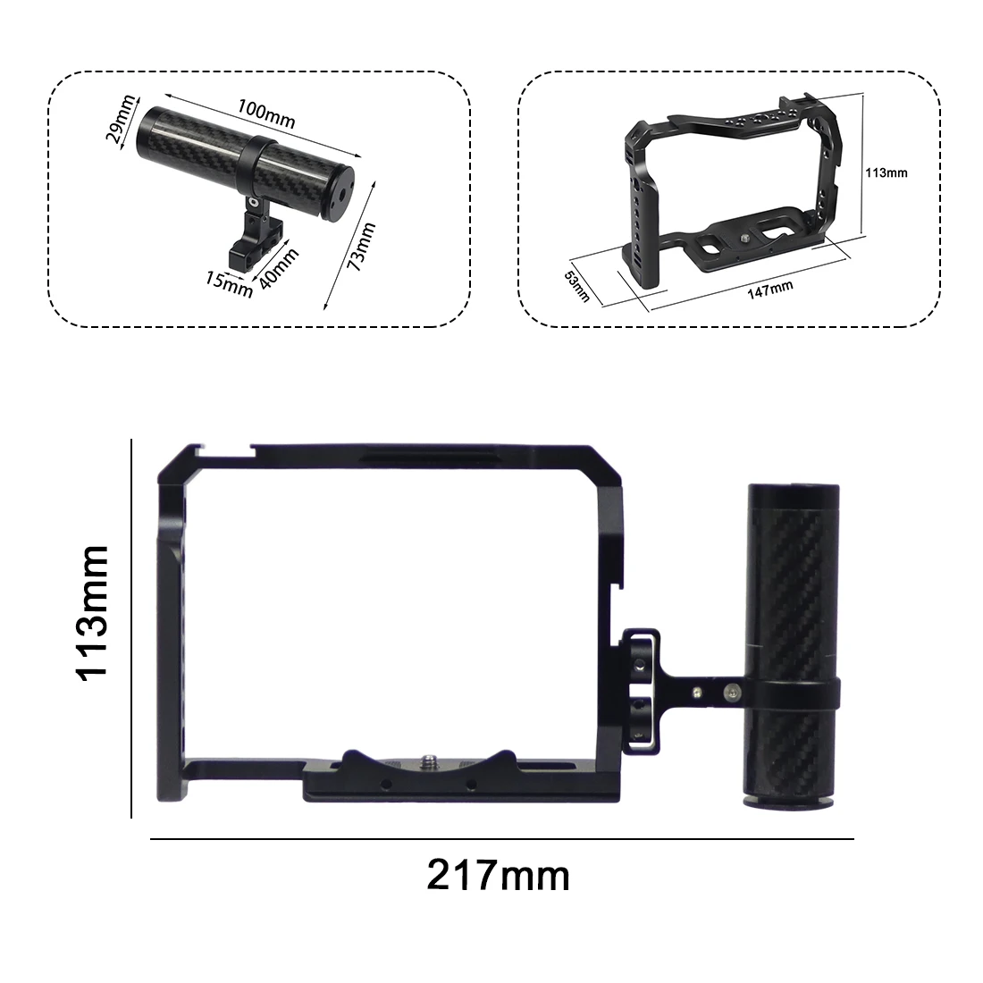 A7M4 A7R4 Kamera Vollkäfig Rig Griff Griff Arca-stil Kalten Schuh Halterung ARRI Ortung für Sony Alpha 7S III IV A7M3 A73 A7R3 A7S3 – Detail 39