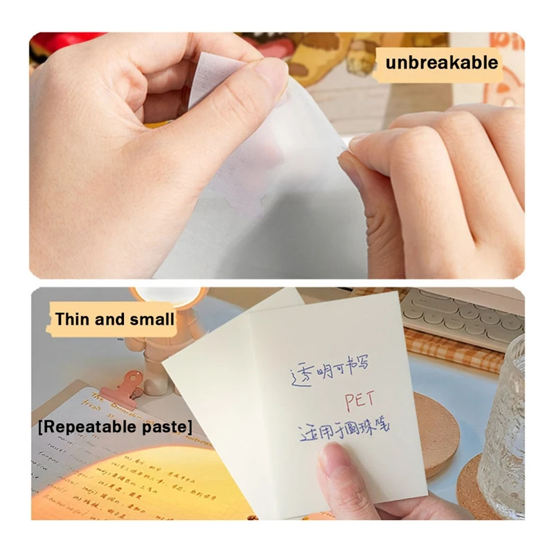 30PCS Clear Notes Pads Kit 3 Sizes, Waterproof Self-Adhesive Translucent See Through Sticky Notes Set Kit For School & Office