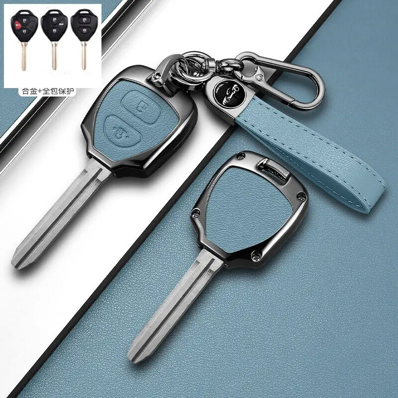 Zinc Alloy Leather Car Remote Key Fob Case Cover For Toyota 4Runner Matrix Rav4 Venza Yaris Key Shell Keychain