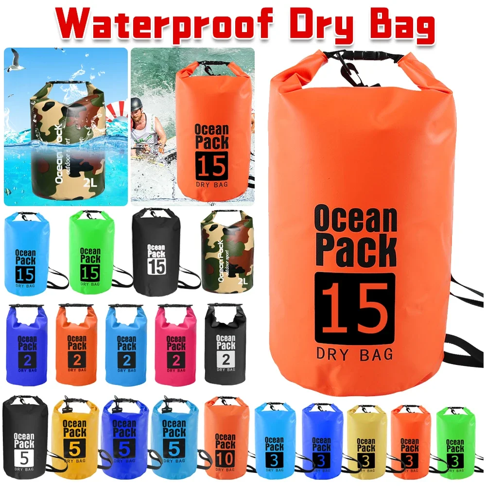 2L/3L/5L/10L/15L Dry Bag Sack Waterproof Pack Ultralight Drifting Swim Phone Storage Pack Rafting Floating Bag for Water Sport