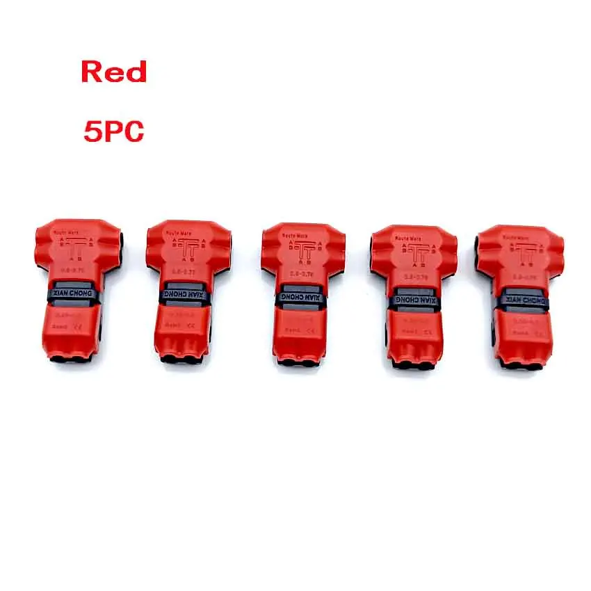 5pcs 2 Pin 2 Way dc/ac 300v 10a Universal Compact Wire Wiring Connector T SHAPE Conductor Terminal Block With Lever AWG 18-22